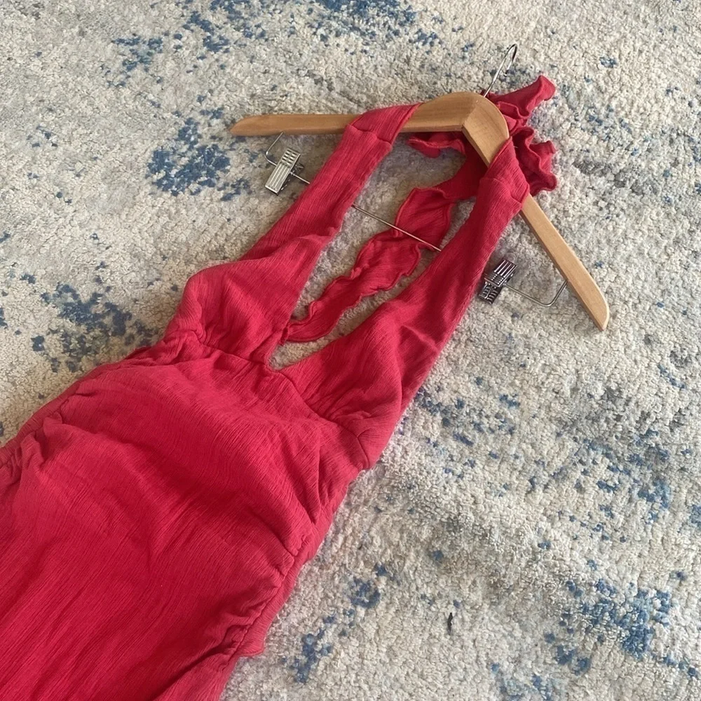 NWOT Free People red halter neck midi dress